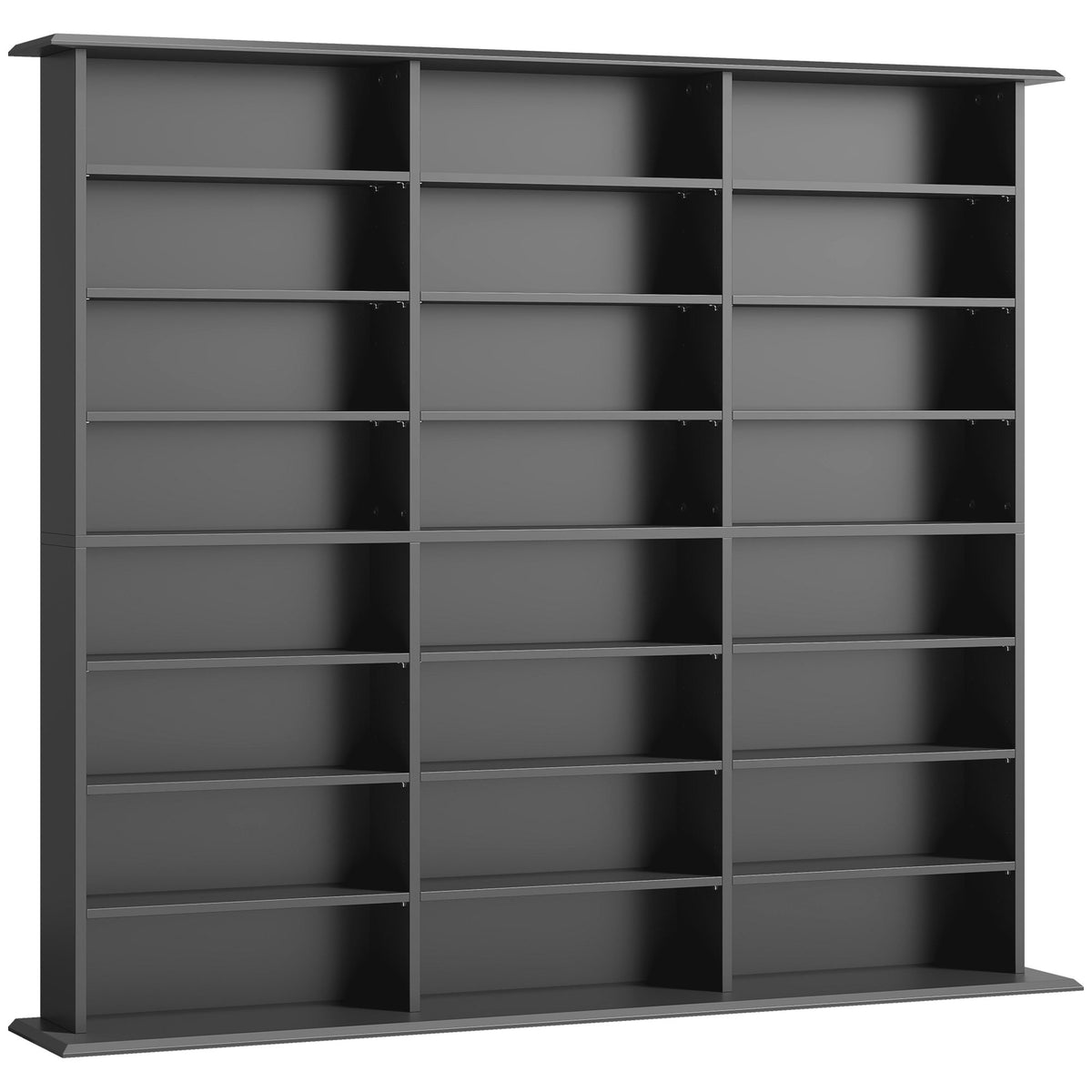 Photo of HOMCOM 1032 CD/594 DVD Storage Unit, Blu-ray Media Storage Shelf with 24 Compartments and 18 Adjustable Shelves, Black in Black colour on a white background
