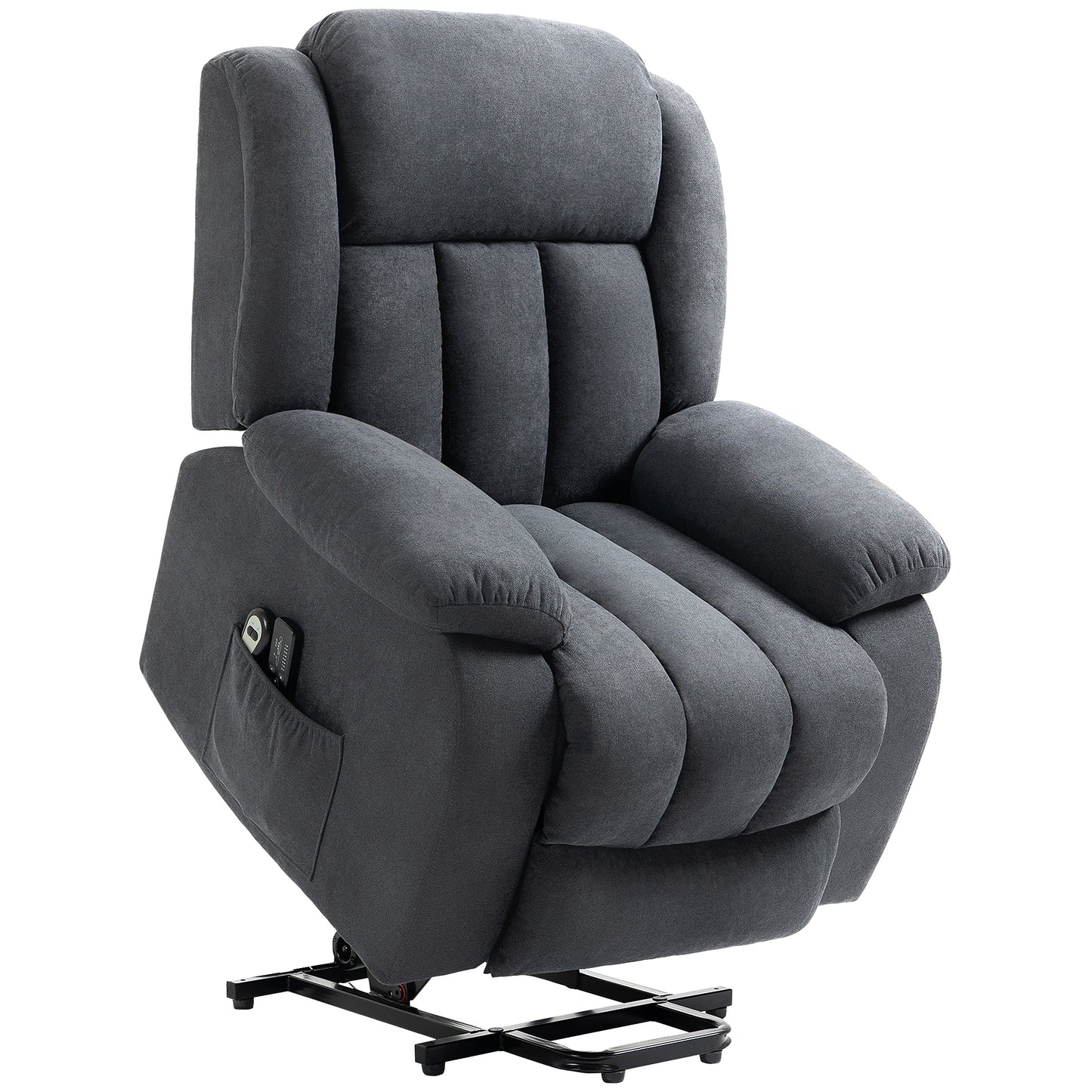 Photo of HOMCOM Power Lift Recliner Chair with Vibration Massage, Lift Chair for Elderly with Footrest, Remote, Side Pocket, Dark Grey in Grey colour on a white background
