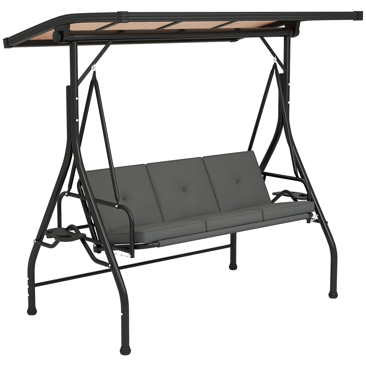 Photo of Outsunny Convertible Three-Seater Swing Bench Bed - Dark Grey in Grey colour on a white background