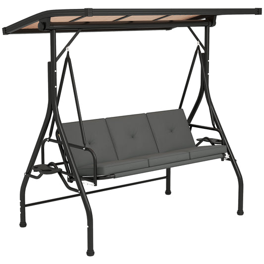 Photo of Outsunny Convertible Three-Seater Swing Bench Bed - Dark Grey in Grey colour on a white background