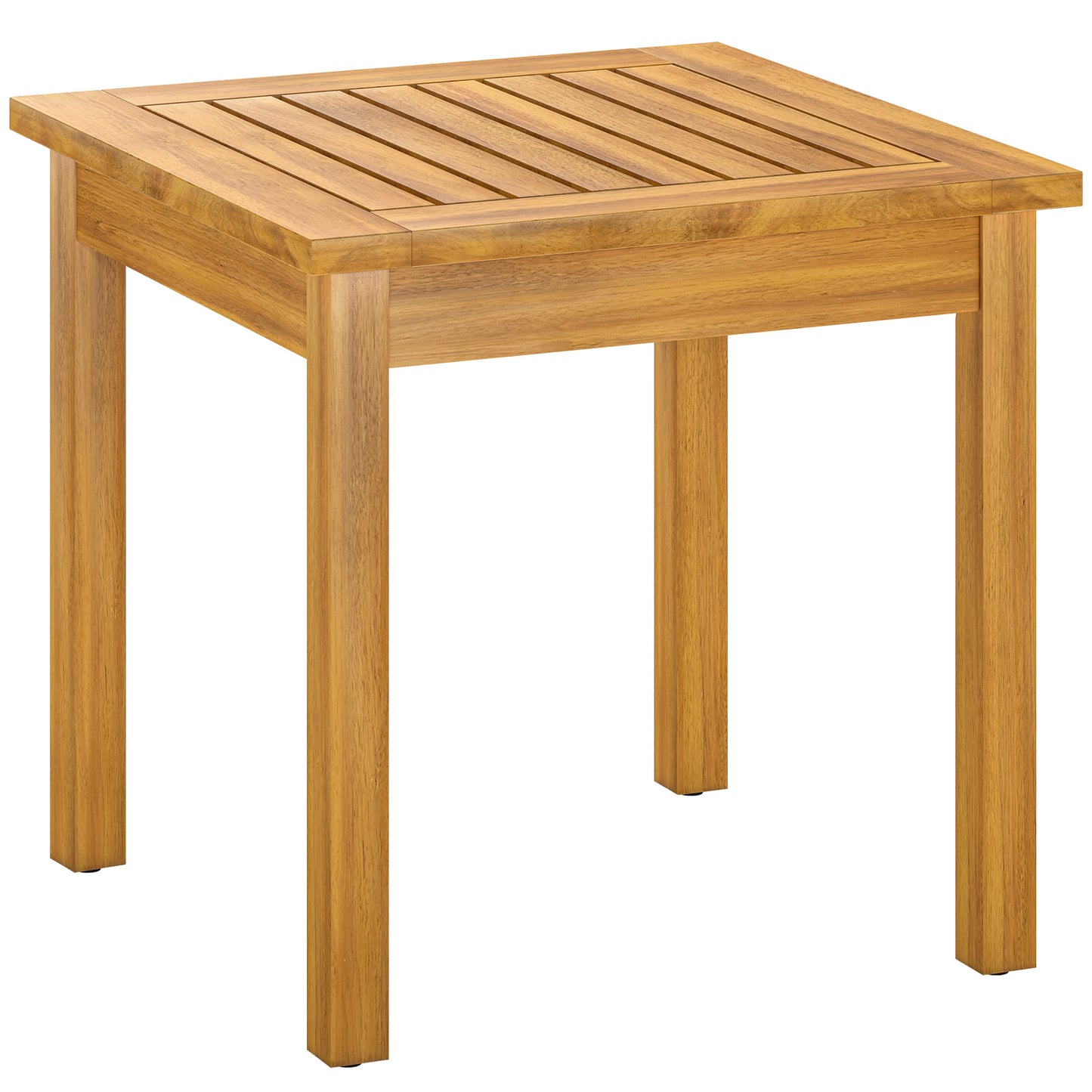 Photo of Outsunny Coffee Table Fully Assembled Patio Side Table Slatted Top Solid Acacia Wood for Indoor Outdoor Natural Wood in Wood colour on a white background
