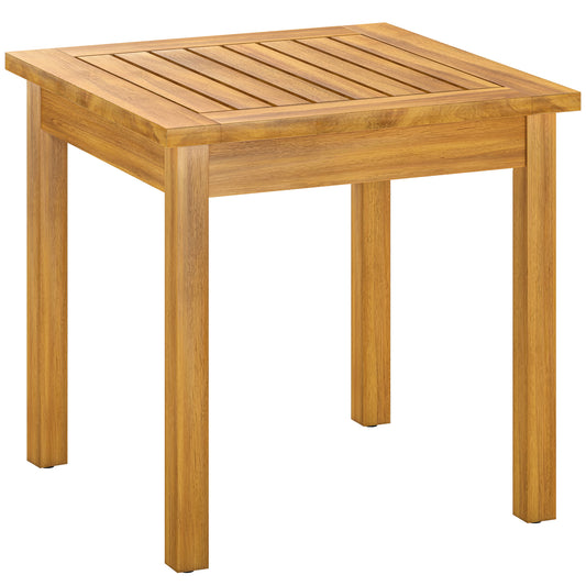 Photo of Outsunny Coffee Table Fully Assembled Patio Side Table Slatted Top Solid Acacia Wood for Indoor Outdoor Natural Wood in Wood colour on a white background