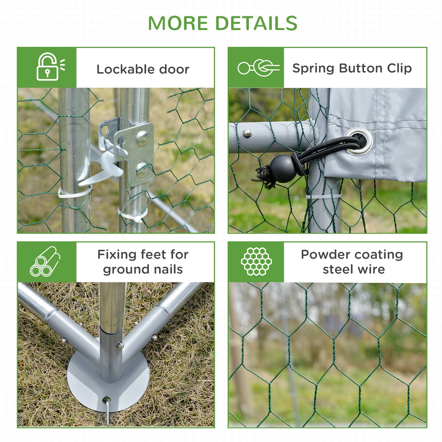 PawHut 2.8 x 3.8 x 2m Walk In Chicken Run Galvanised Chicken Coop with Water-Resist Cover, Silver