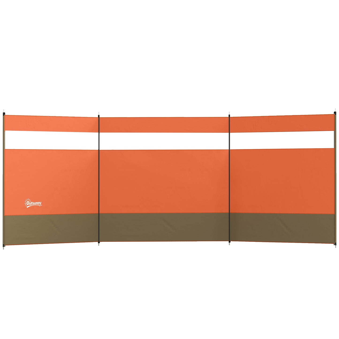 Photo of Outsunny Camping Windbreaker with Clear Windows, Carry Bag and Steel Poles, for Beach Caravan Campervan, 440 x 140cm, Orange in Orange colour on a white background
