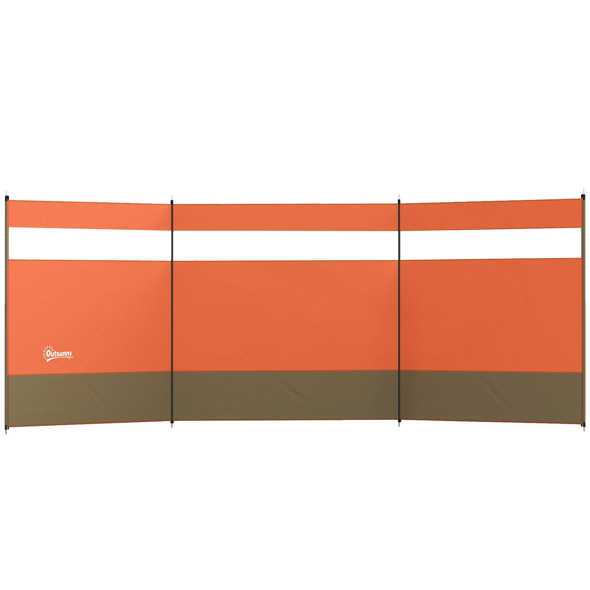 Photo of Outsunny Camping Windbreaker with Clear Windows, Carry Bag and Steel Poles, for Beach Caravan Campervan, 440 x 140cm, Orange in Orange colour on a white background