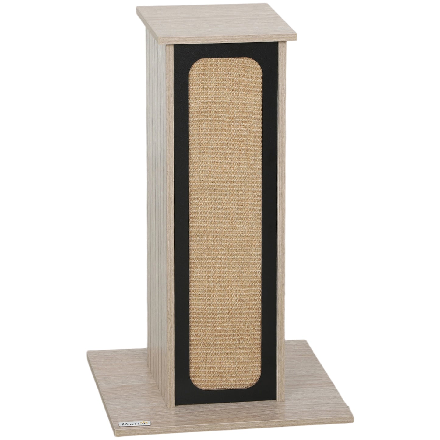 Photo of PawHut 63cm Cat Scratching Post, Cat Scratcher with Replaceable Scratching Board, Top Perch, Sisal Scratch Mat, Oak in Oak colour on a white background