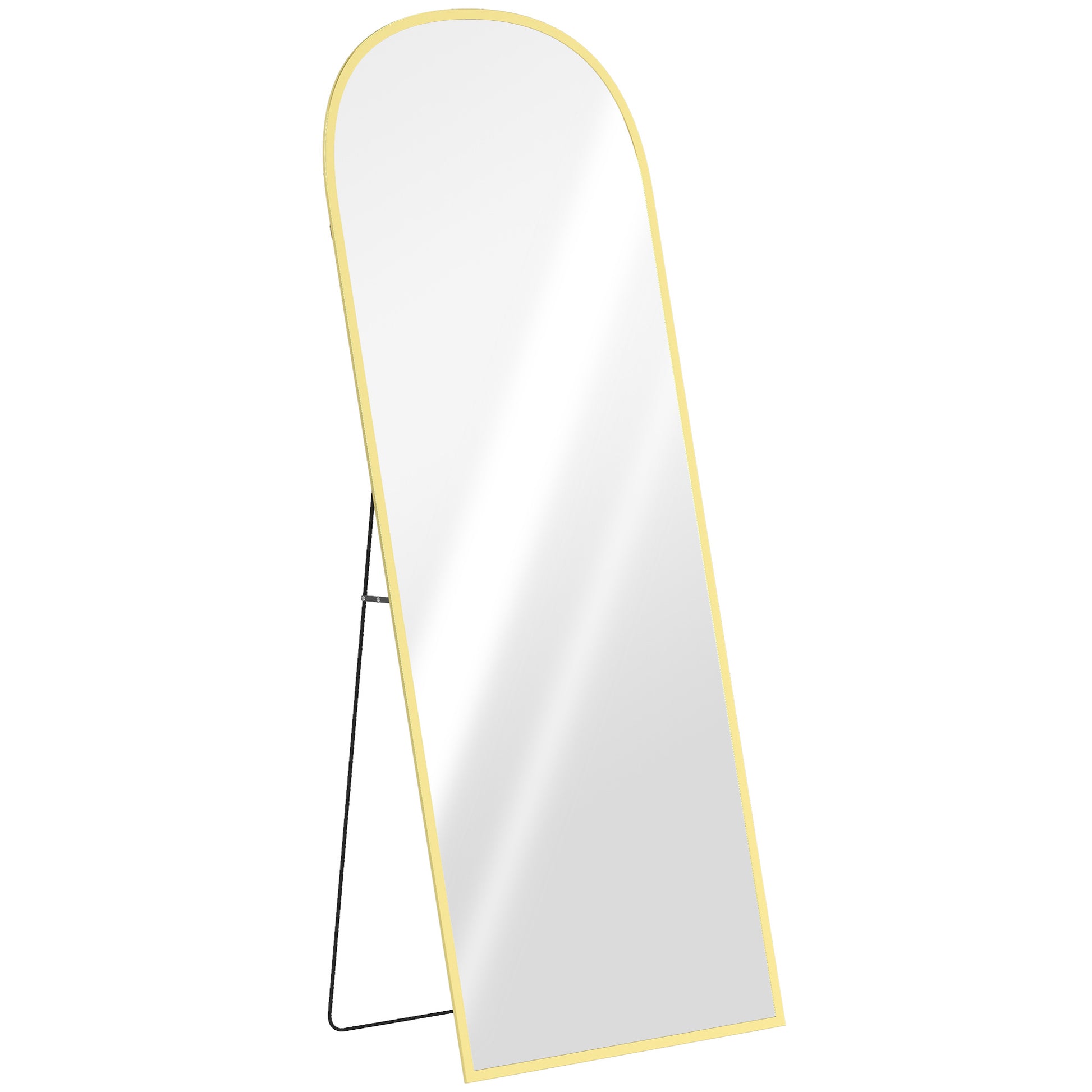 Photo of HOMCOM 165cm Aluminium Frame Standing Mirror - Gold in Gold colour on a white background
