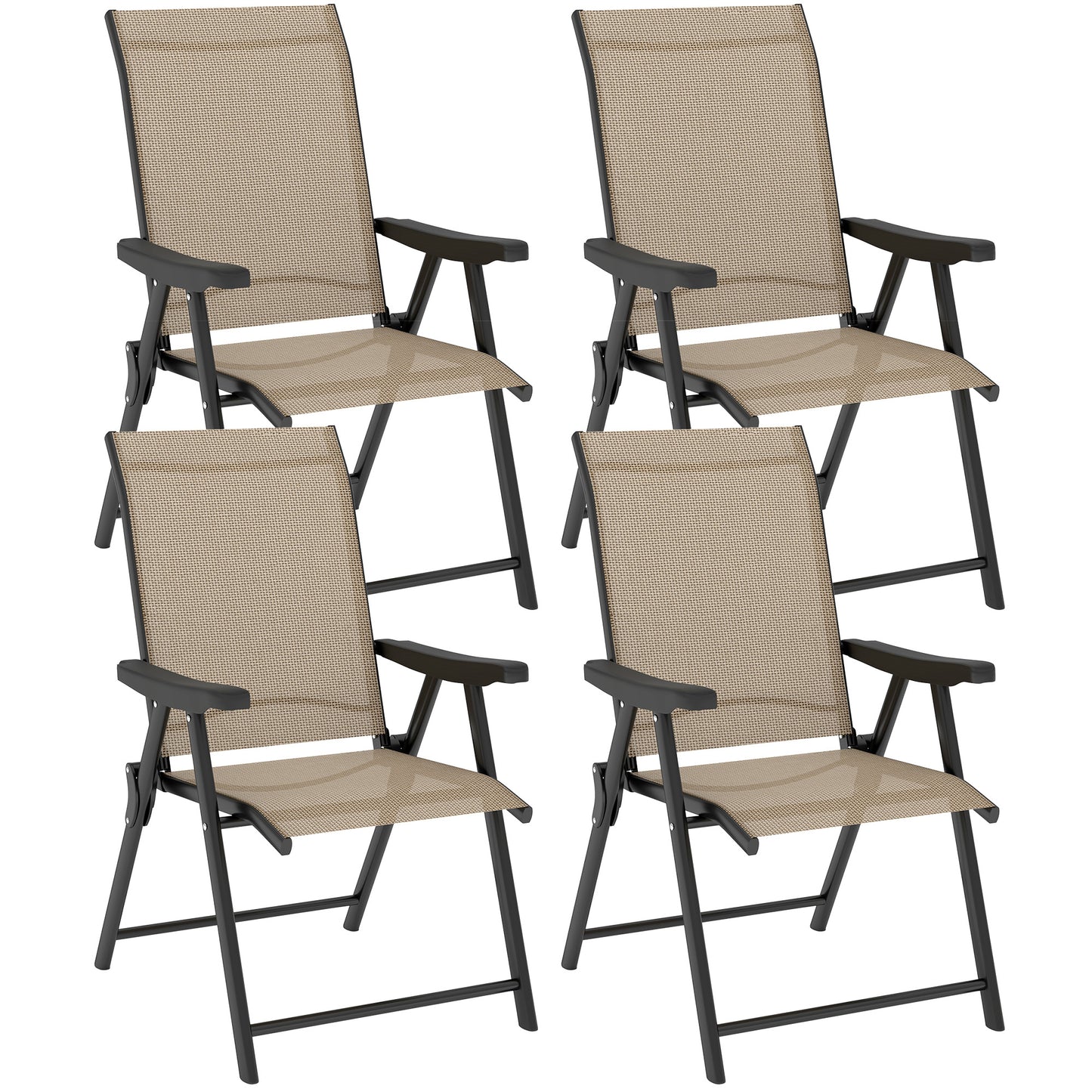 Photo of Outsunny Set of Four Folding Outdoor Chairs - Brown/Black in Brown/Black colour on a white background