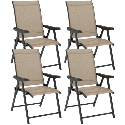 Photo of Outsunny Set of Four Folding Outdoor Chairs - Brown/Black in Brown/Black colour on a white background