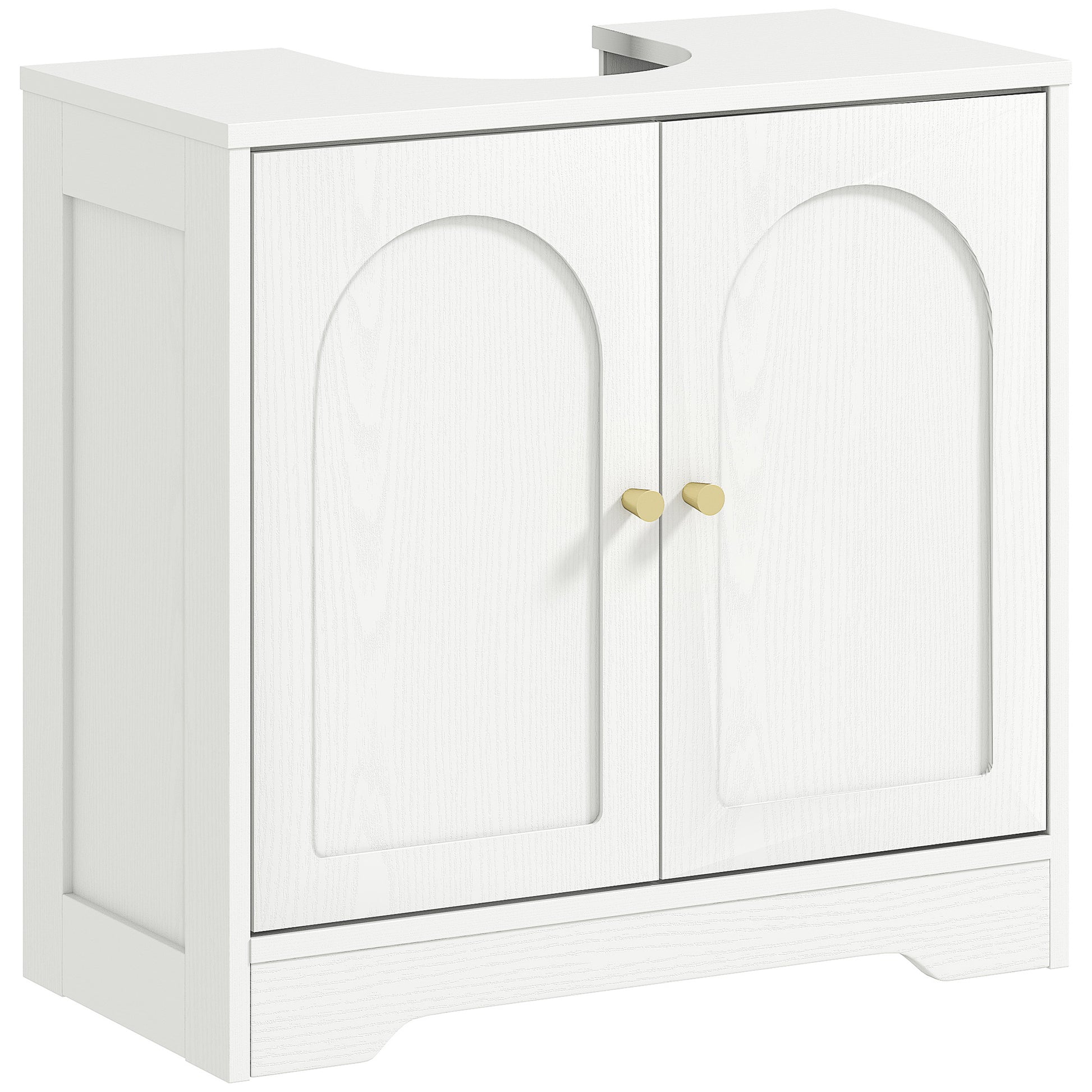 Photo of HOMCOM Under Sink Bathroom Cabinet with 2 Arch Doors - White in White colour on a white background