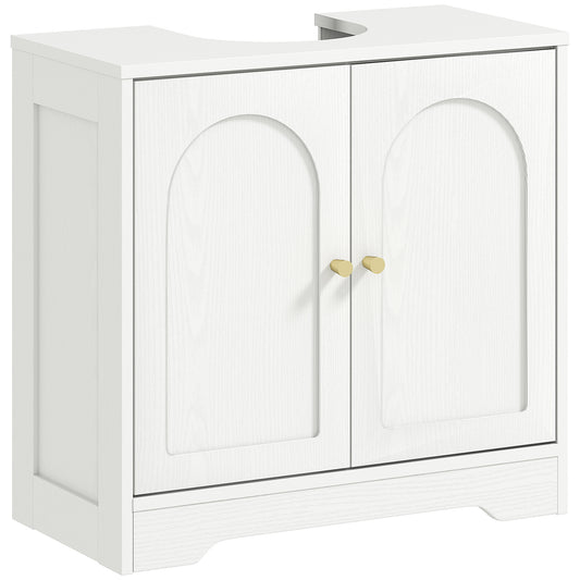 Photo of HOMCOM Under Sink Bathroom Cabinet with 2 Arch Doors - White in White colour on a white background