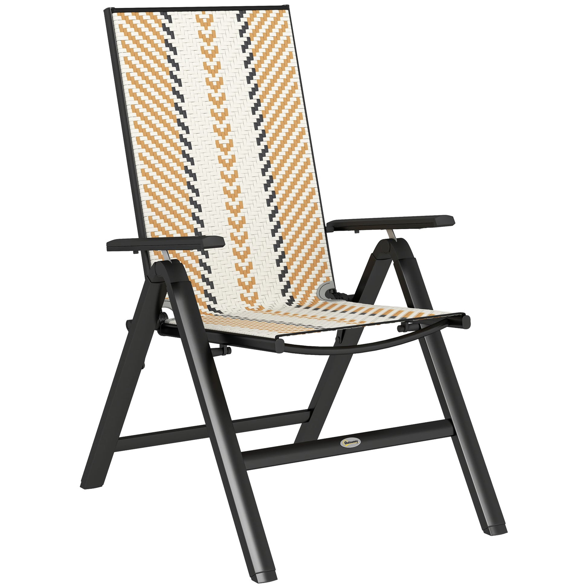 Photo of Outsunny Rattan Reclining Garden Chairs - Orange in Orange colour on a white background
