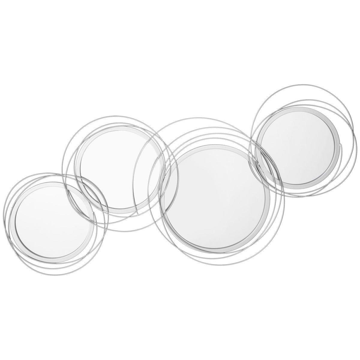 Photo of HOMCOM Metal Wall Art 107cm Modern Decorative Mirror Decor for Living Room Bedroom Dining Room, Silver in Silver colour on a white background