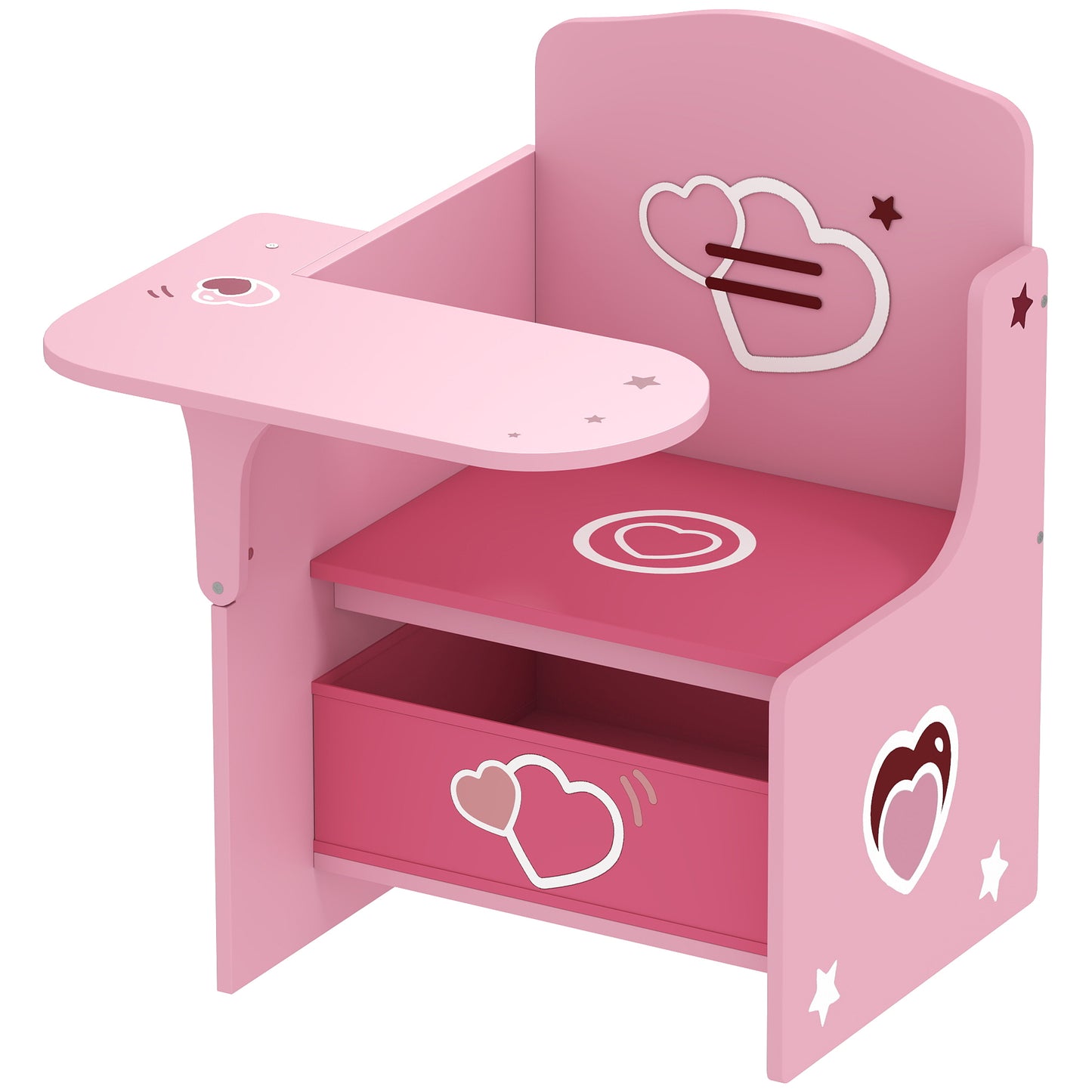 Photo of AIYAPLAY Kids Table and Chair Set, Children Desk and Chair with Storage Bins for Playing, Reading, Painting, for Ages 3-5, Pink in Pink colour on a white background