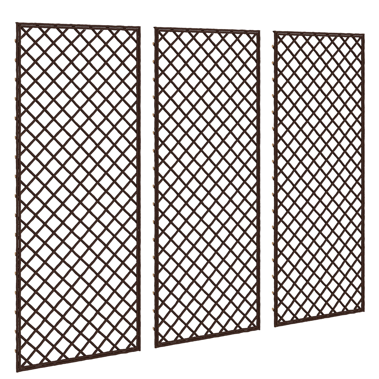 Photo of Outsunny Garden Trellis, Decorative Trellis Panels for Climbing Outdoor Plants, Natural Wood Finish in Finish colour on a white background