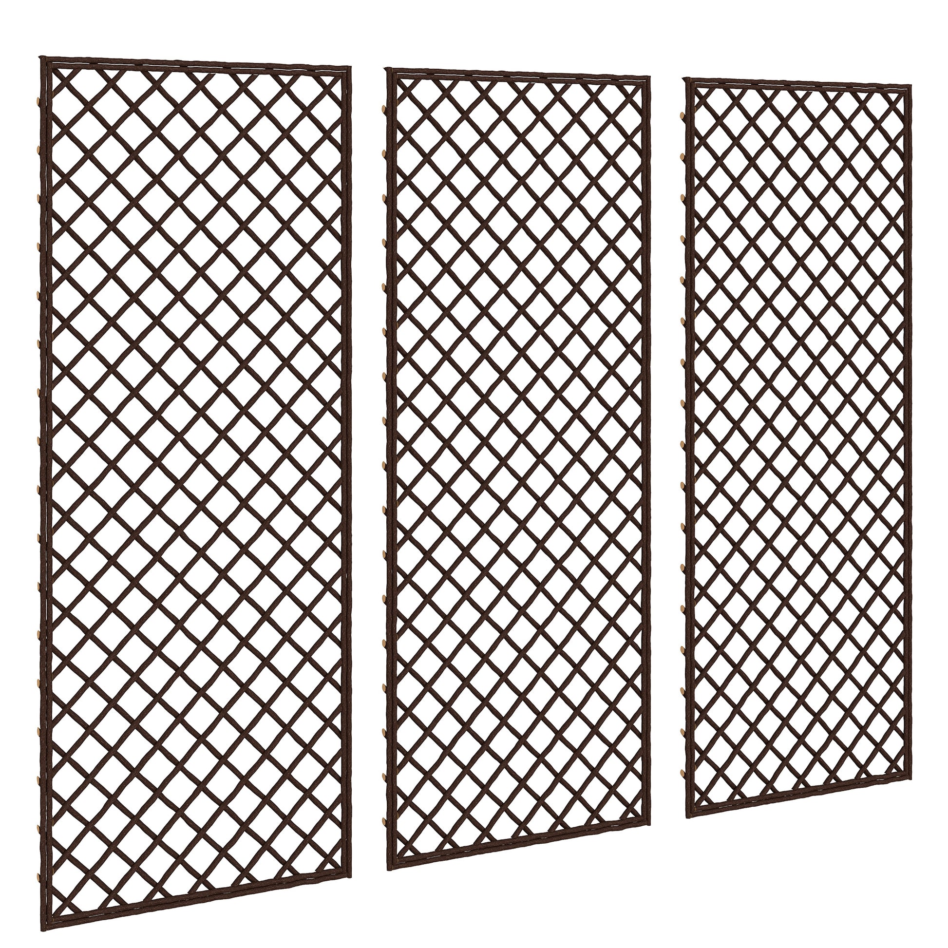 Photo of Outsunny Garden Trellis, Decorative Trellis Panels for Climbing Outdoor Plants, Natural Wood Finish in Finish colour on a white background