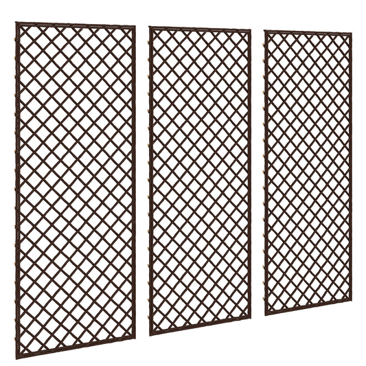 Photo of Outsunny Garden Trellis, Decorative Trellis Panels for Climbing Outdoor Plants, Natural Wood Finish in Finish colour on a white background
