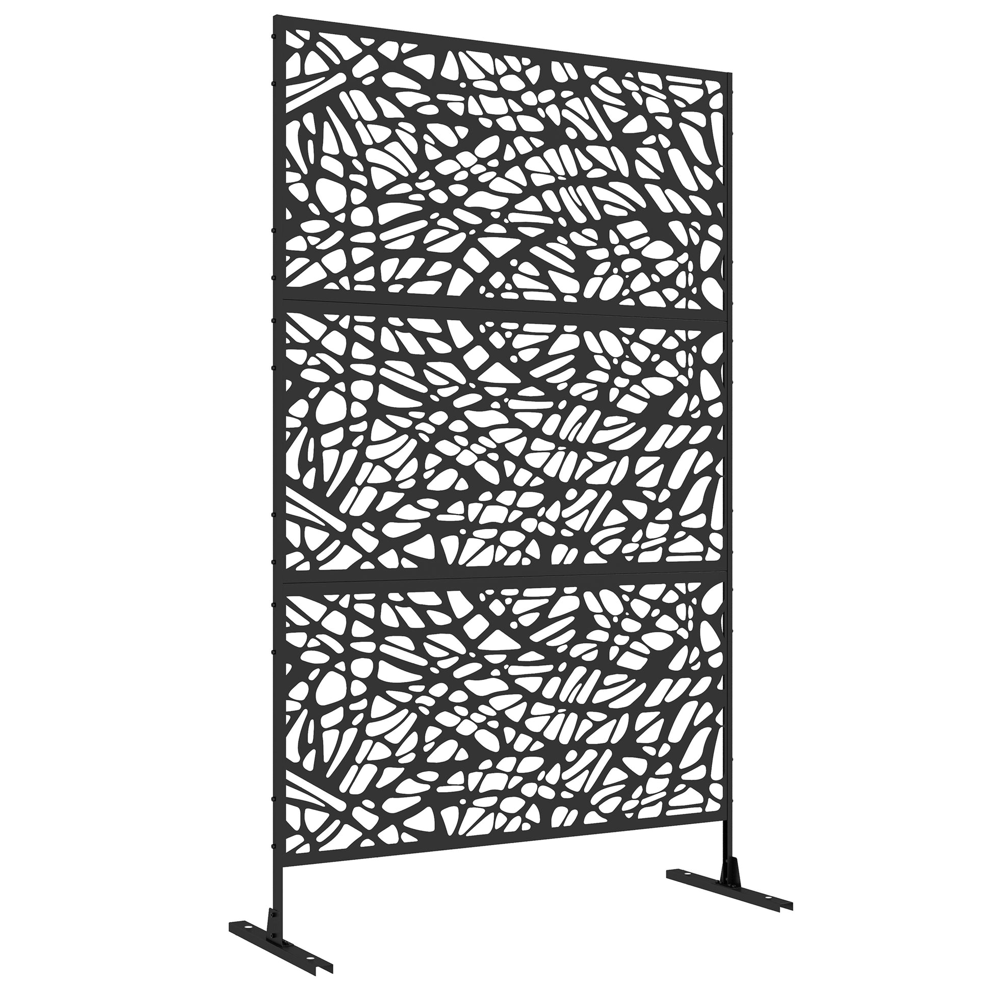 Photo of Outsunny Metal Decorative Privacy Screen Outdoor Divider, Black Twisted Lines in Lines colour on a white background