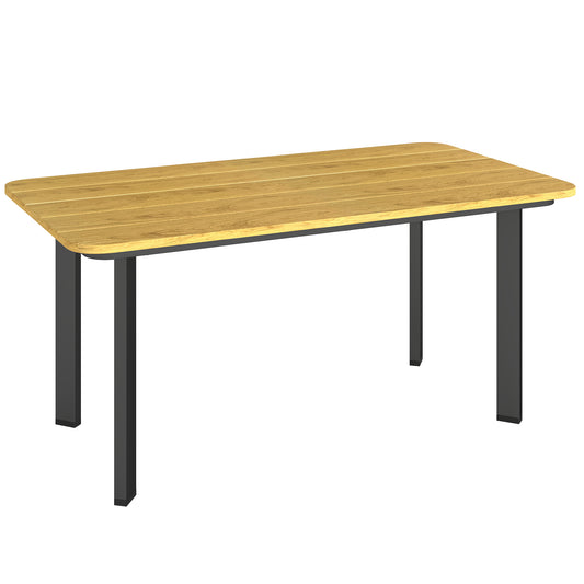 Photo of Outsunny Outdoor Garden Coffee Table, Garden Table with Slatted Wood Plastic Composite Top and Metal Frame, Brown in Brown colour on a white background