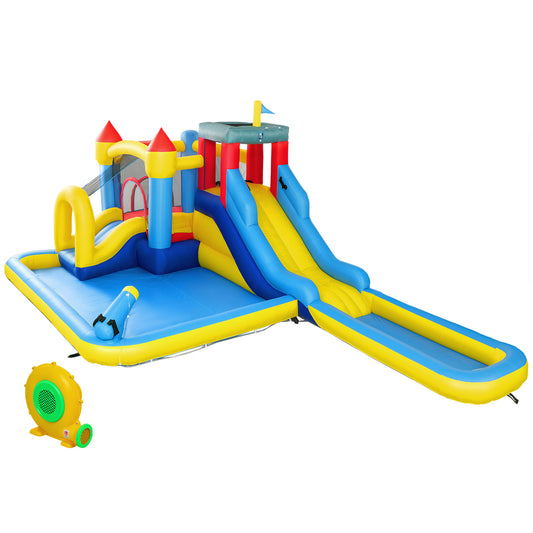 Photo of AIYAPLAY Inflatable Bouncy Castle, Kids Water Bounce House 6 in 1 with 550W Blower, 2 Slides for Garden, Party, Outdoor Indoor in Indoor colour on a white background