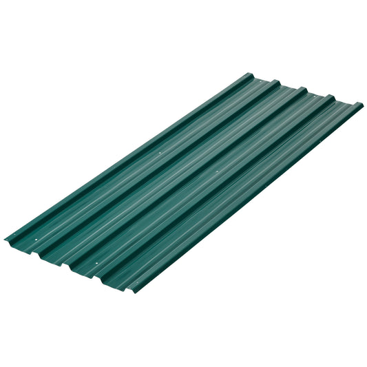 Photo of Outsunny Set of 12 Corrugated Steel Roof Sheet Panels - Green in Green colour on a white background