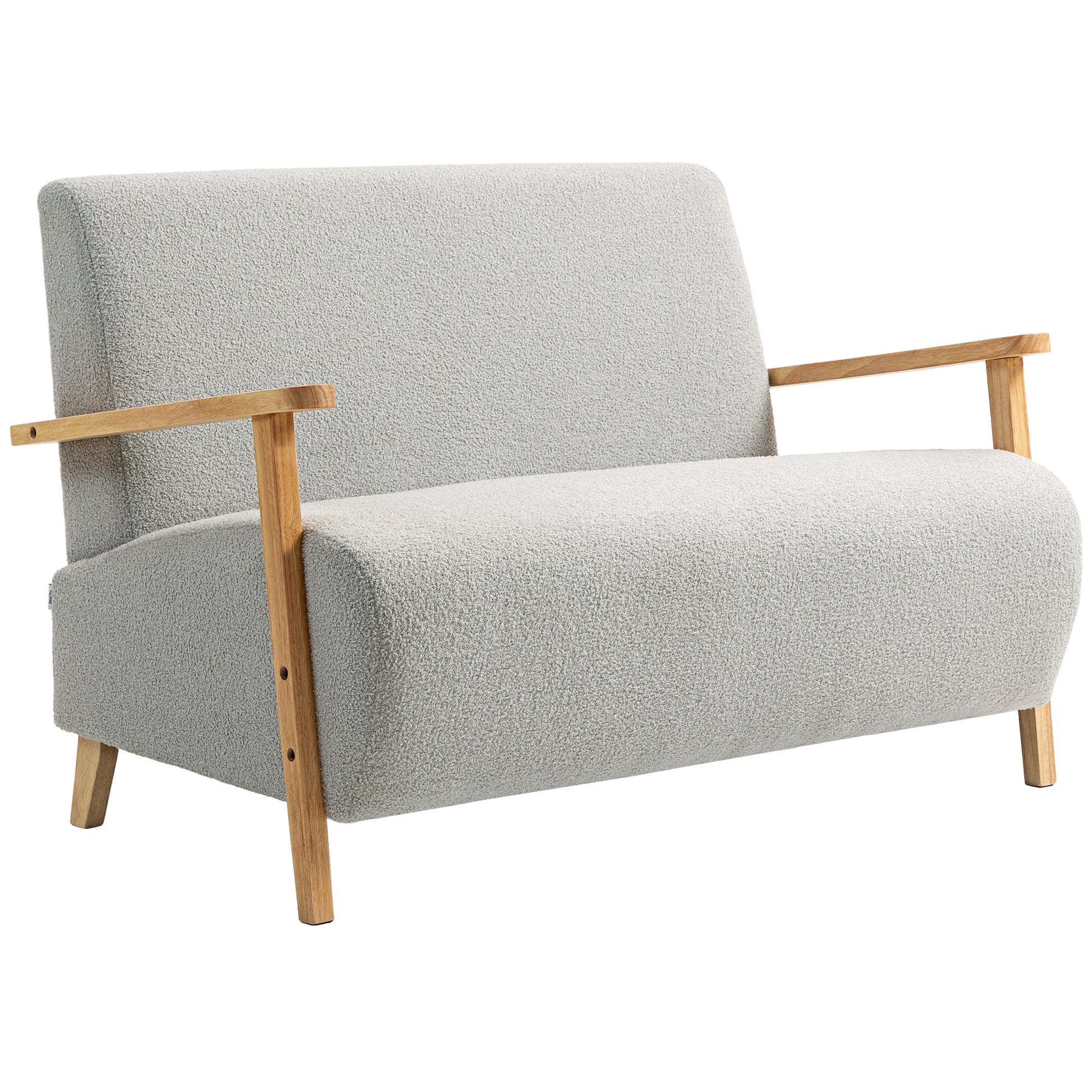 Photo of HOMCOM Small Sherpa Fabric 2 Seater Sofa Settee - Light Grey in Grey colour on a white background