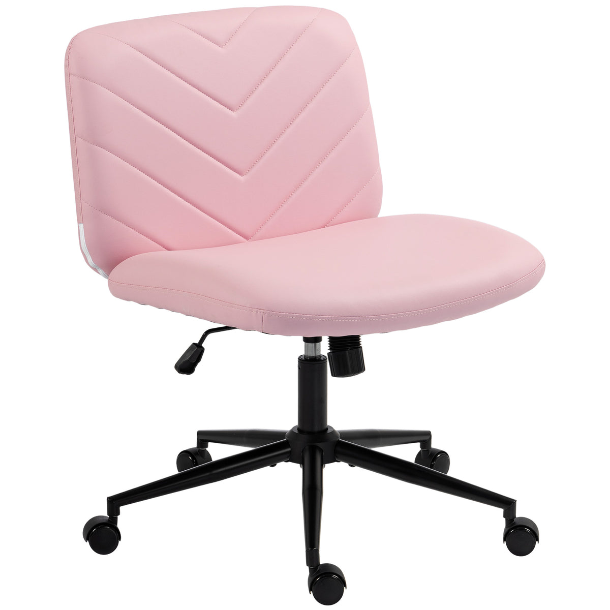 Photo of HOMCOM Home Office Desk Chair Height Adjustable Swivel Chair Cross Legged Wide Seat Swivel Wheels Pink in Pink colour on a white background
