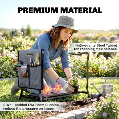 Outsunny garden kneeler with padded knee cushion, steel frame and tool bag