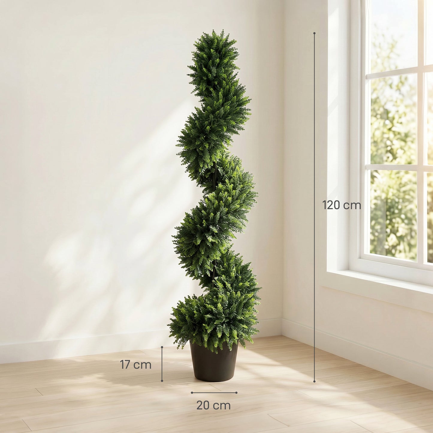 HOMCOM Decorative Artificial Plants Set of 2, UV Resistant Fake Plants in Pot for Indoor Outdoor Decor, 120 cm, Deep Green