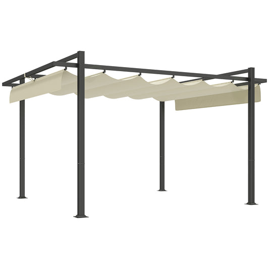 Photo of Outsunny 3 x 4m Aluminium Pergola, with Retractable Roof - Grey/Khaki in Grey/Khaki colour on a white background