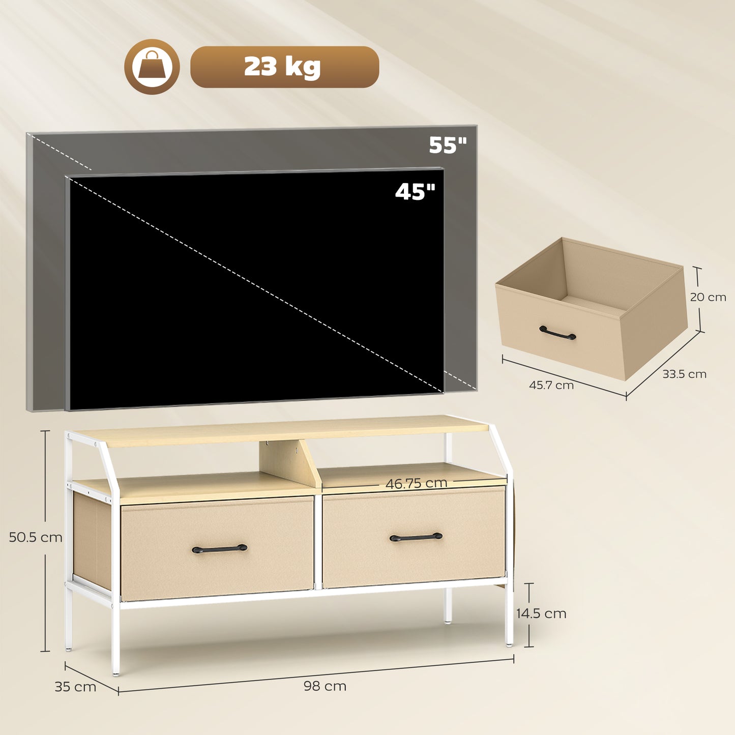 HOMCOM Industrial-Style TV Stand Cabinet - Natural Wood Finish