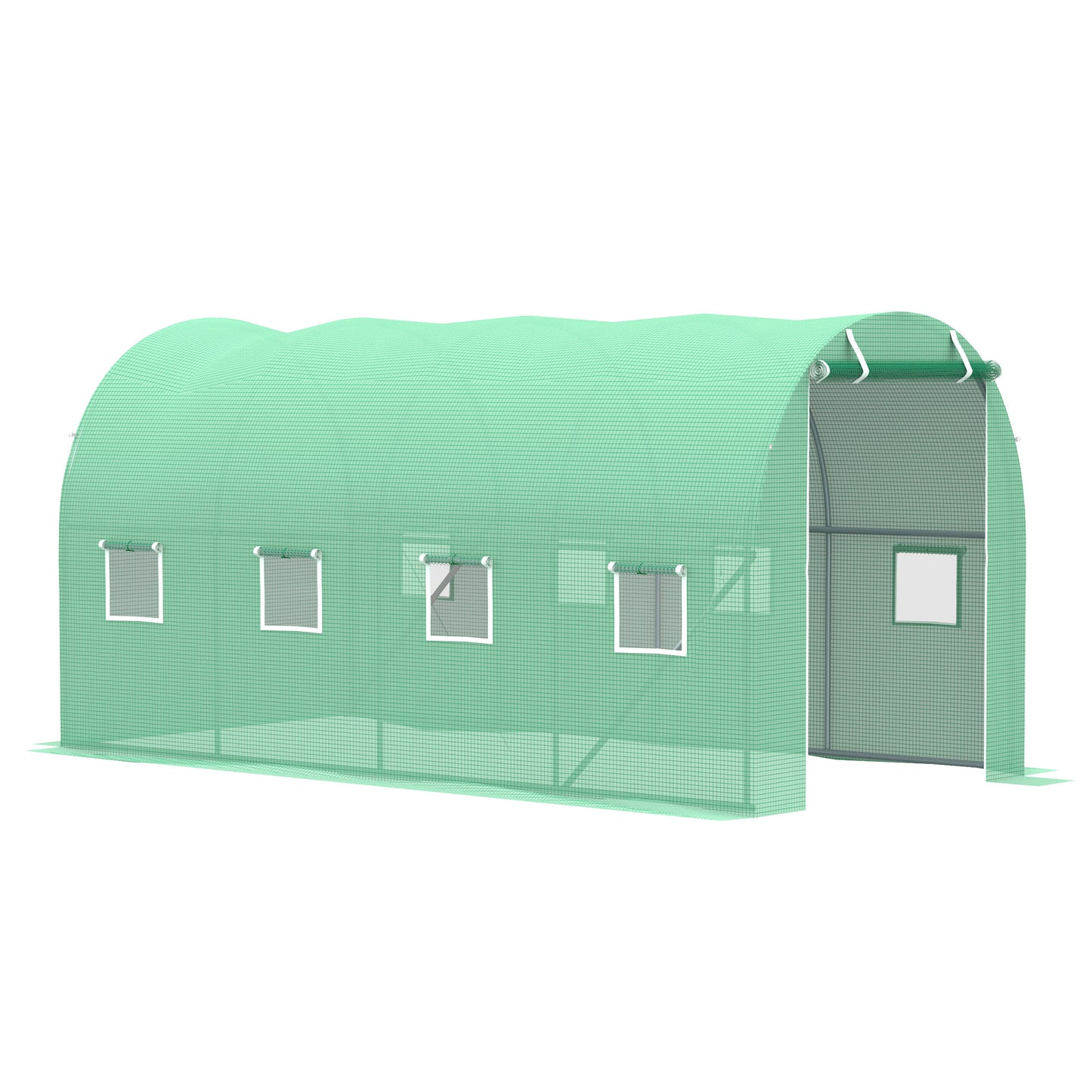 Photo of Outsunny Walk-in Polytunnel Greenhouse, Outdoor Garden Tunnel Greenhouse Tent with Zipped Roll-Up Door and 8 Mesh Windows, 4 x 2M in 2M colour on a white background