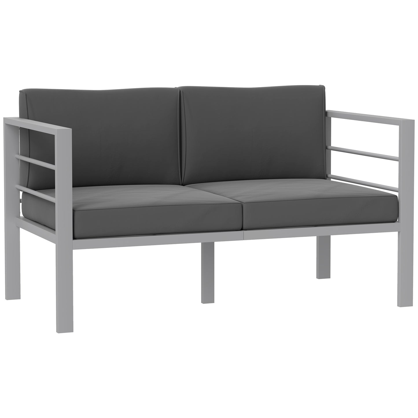 Photo of Outsunny Two-Seater Aluminium Garden Sofa - Grey in Grey colour on a white background