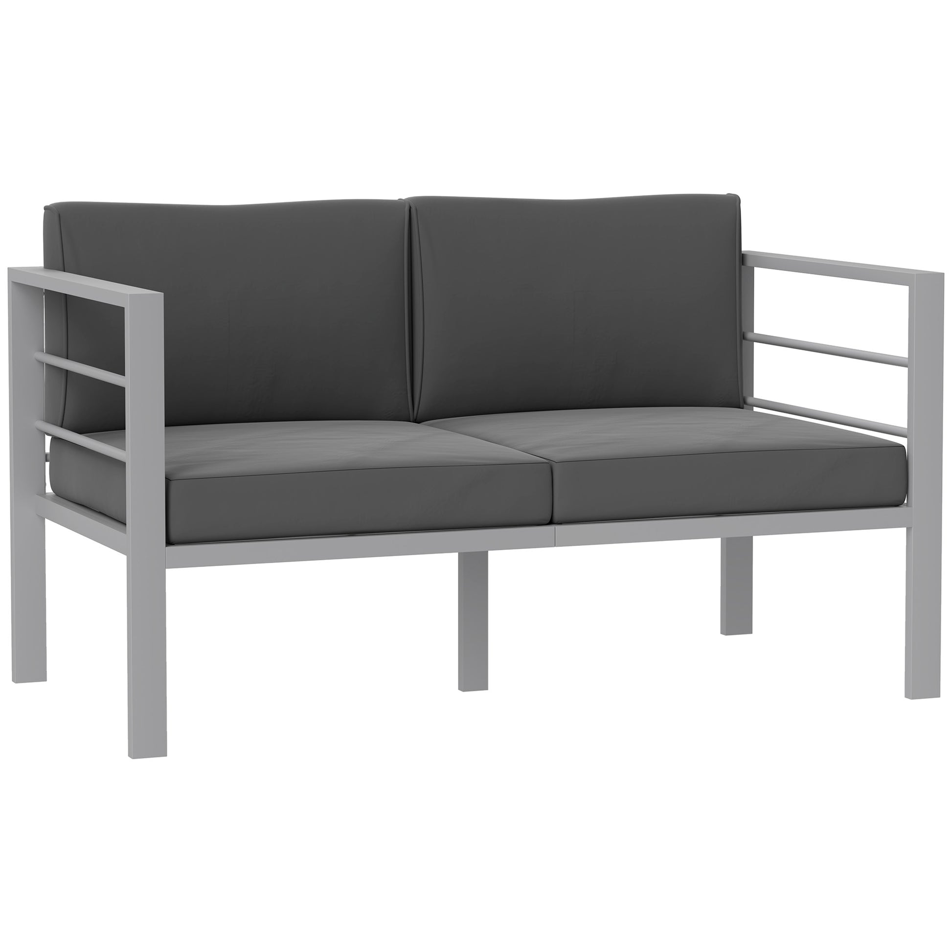 Photo of Outsunny Two-Seater Aluminium Garden Sofa - Grey in Grey colour on a white background