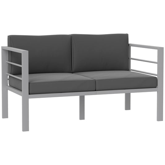 Photo of Outsunny Two-Seater Aluminium Garden Sofa - Grey in Grey colour on a white background