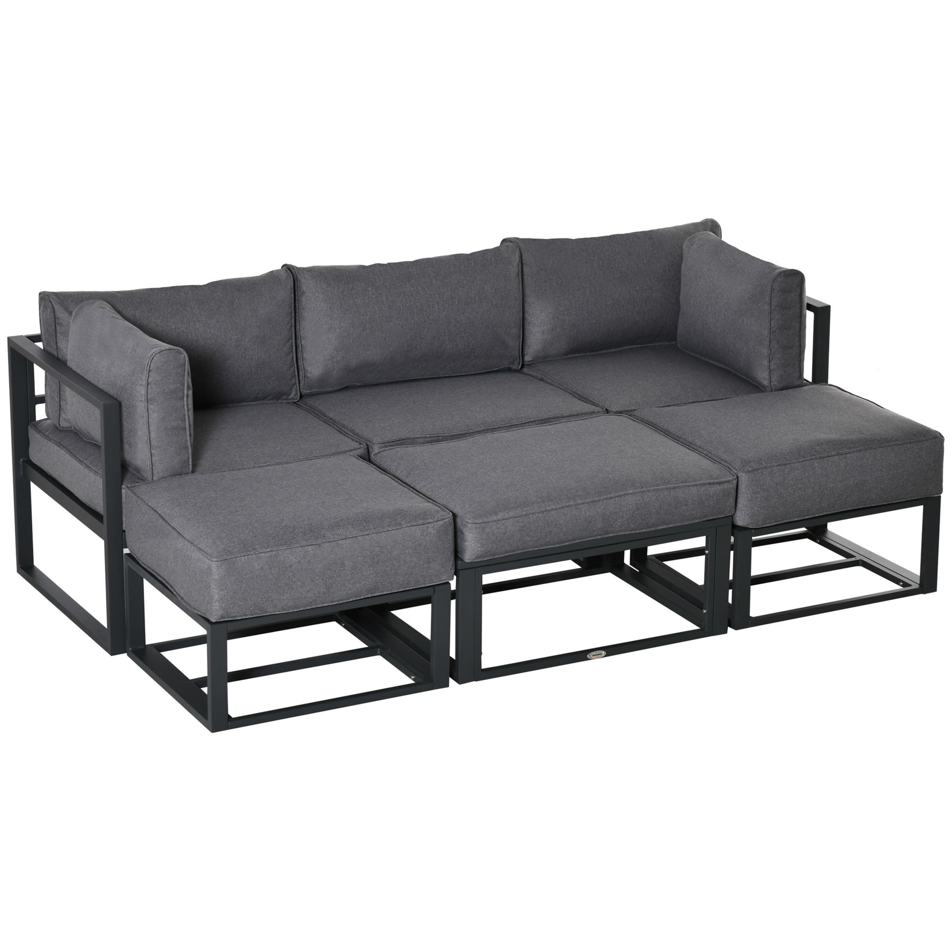Photo of Outsunny 6 Piece Outdoor Couch, Sectional Sofa Set with Aluminum Patio Conversation Furniture, Grey in Grey colour on a white background