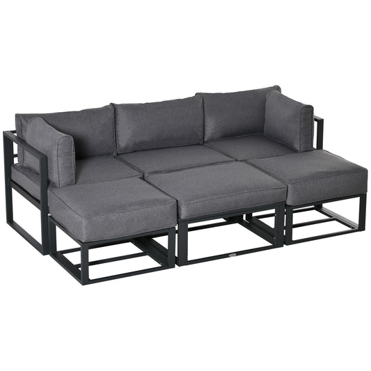 Photo of Outsunny 6 Piece Outdoor Couch, Sectional Sofa Set with Aluminum Patio Conversation Furniture, Grey in Grey colour on a white background