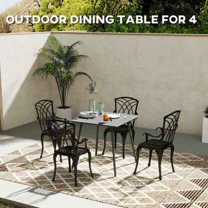 Outsunny square slat-top table shown with four chairs