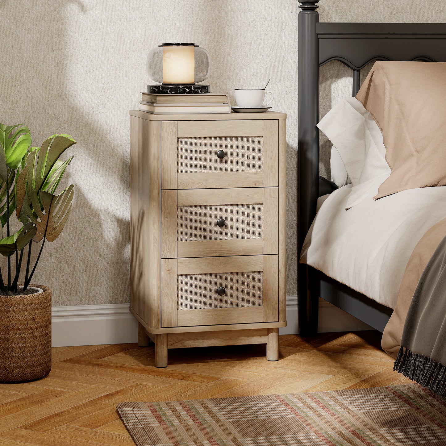 HOMCOM 40 cm Drawer Chest of Drawers with 3 Drawer - Oak