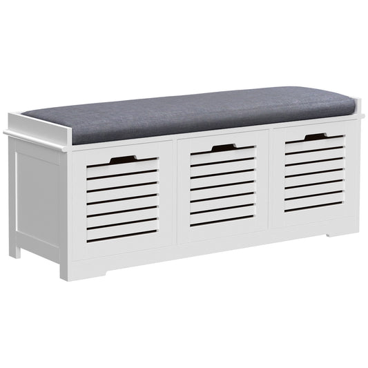 Photo of HOMCOM 3-Drawer Shoe Storage Bench - White in White colour on a white background
