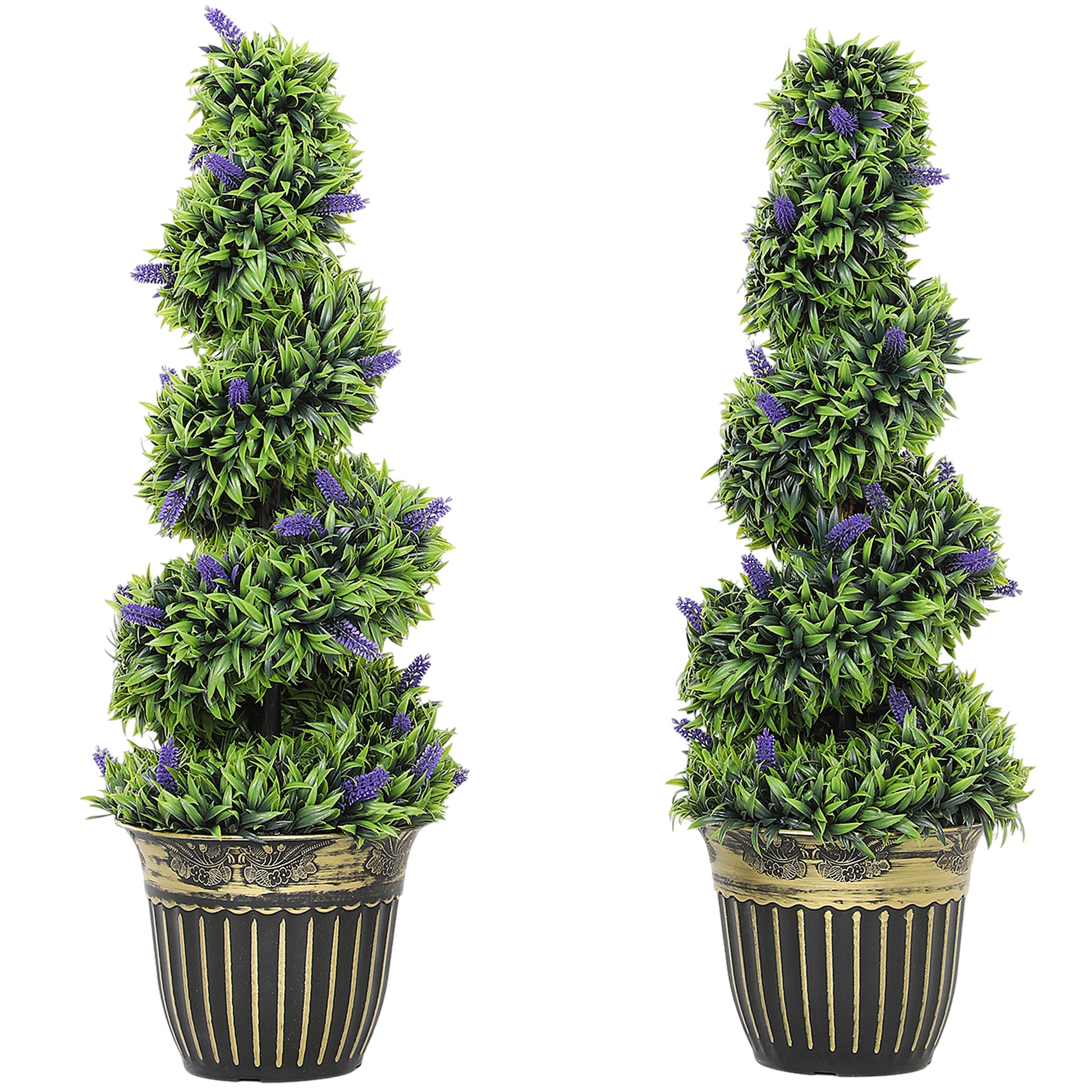 Photo of HOMCOM Set of Two 90cm Artificial Lavender Trees in Trees colour on a white background