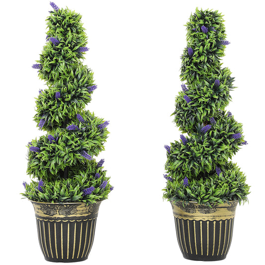 Photo of HOMCOM Set of Two 90cm Artificial Lavender Trees in Trees colour on a white background