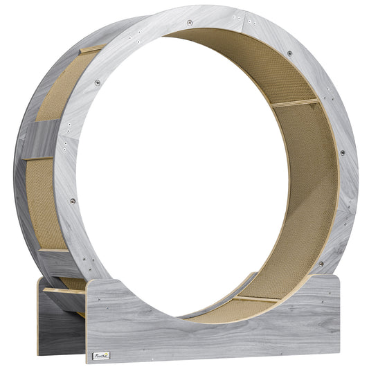 Photo of PawHut Cat Wheel with Brake, Scratching Pads - Grey in Grey colour on a white background