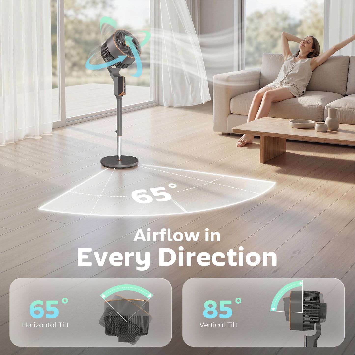 HOMCOM 20 dB Silent Standing Fan for Bedroom, 46" Pedestal Fan with Remote, 85° Oscillating, 8 Speeds