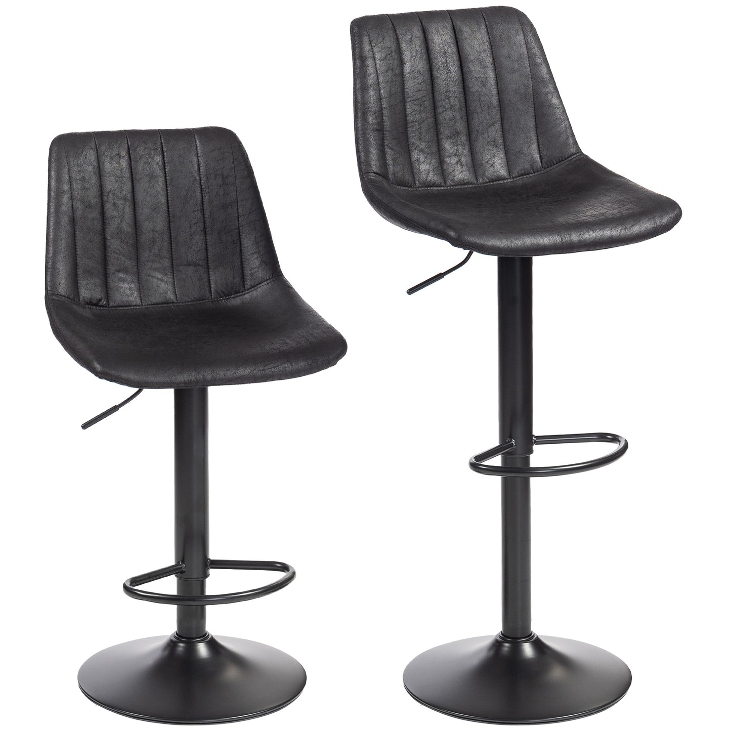 Photo of HOMCOM Set of 2 Leathaire Tub Bar Stools - Black in Black colour on a white background