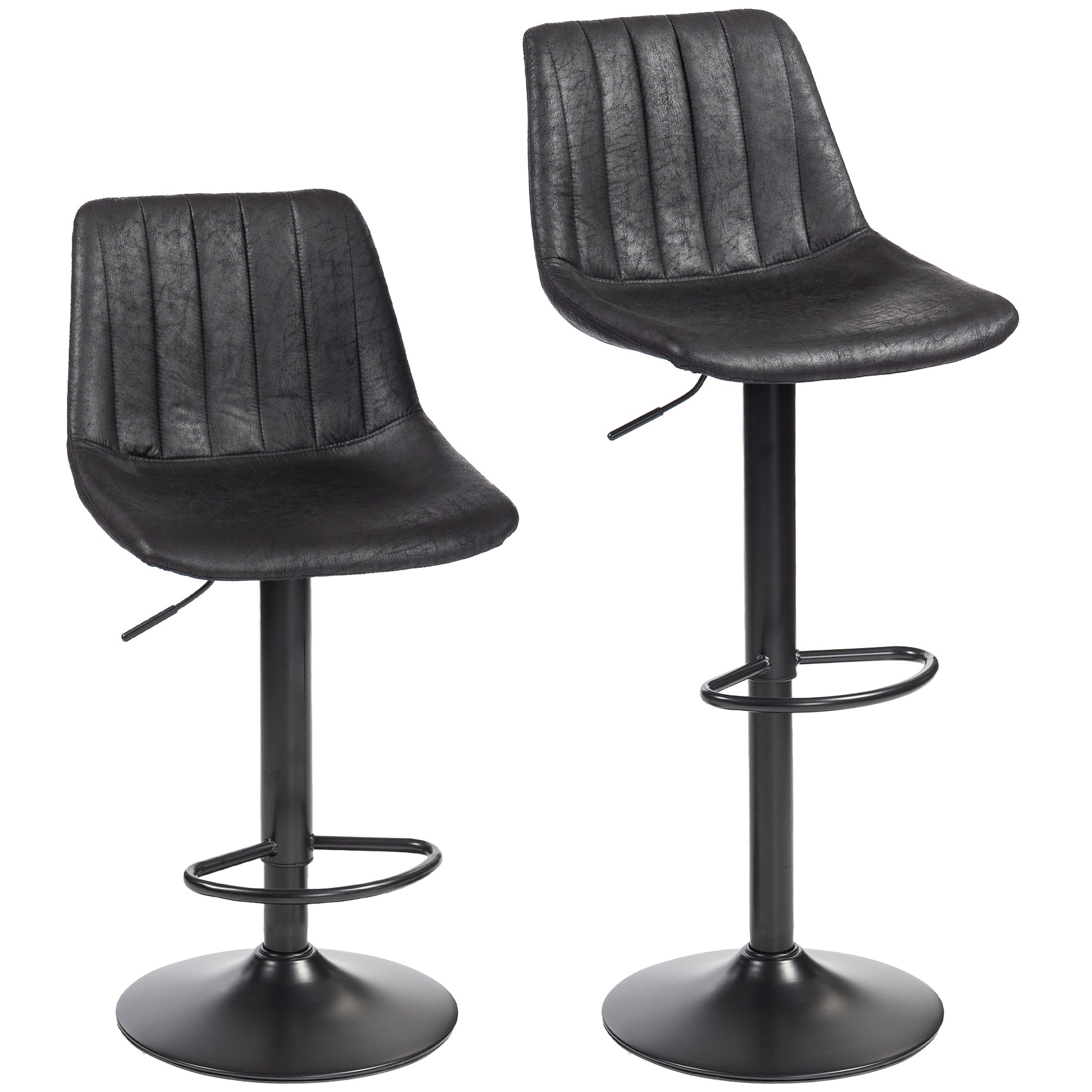 Photo of HOMCOM Set of 2 Leathaire Tub Bar Stools - Black in Black colour on a white background