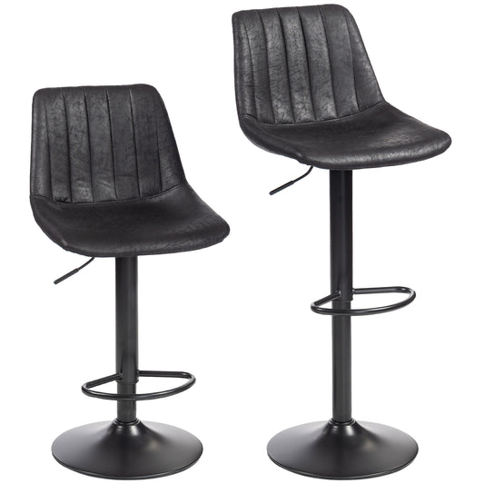 Photo of HOMCOM Set of 2 Leathaire Tub Bar Stools - Black in Black colour on a white background