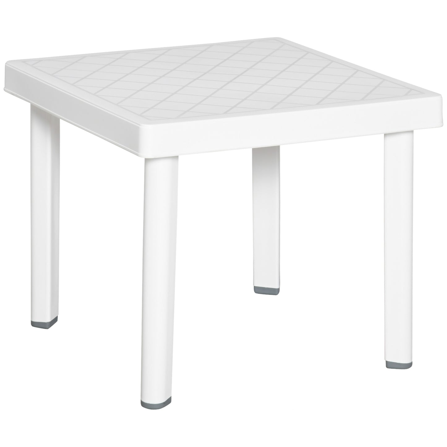Photo of Outsunny Garden Side Table Plastic Outdoor Square Coffee End Table for Drink Snack, White in White colour on a white background