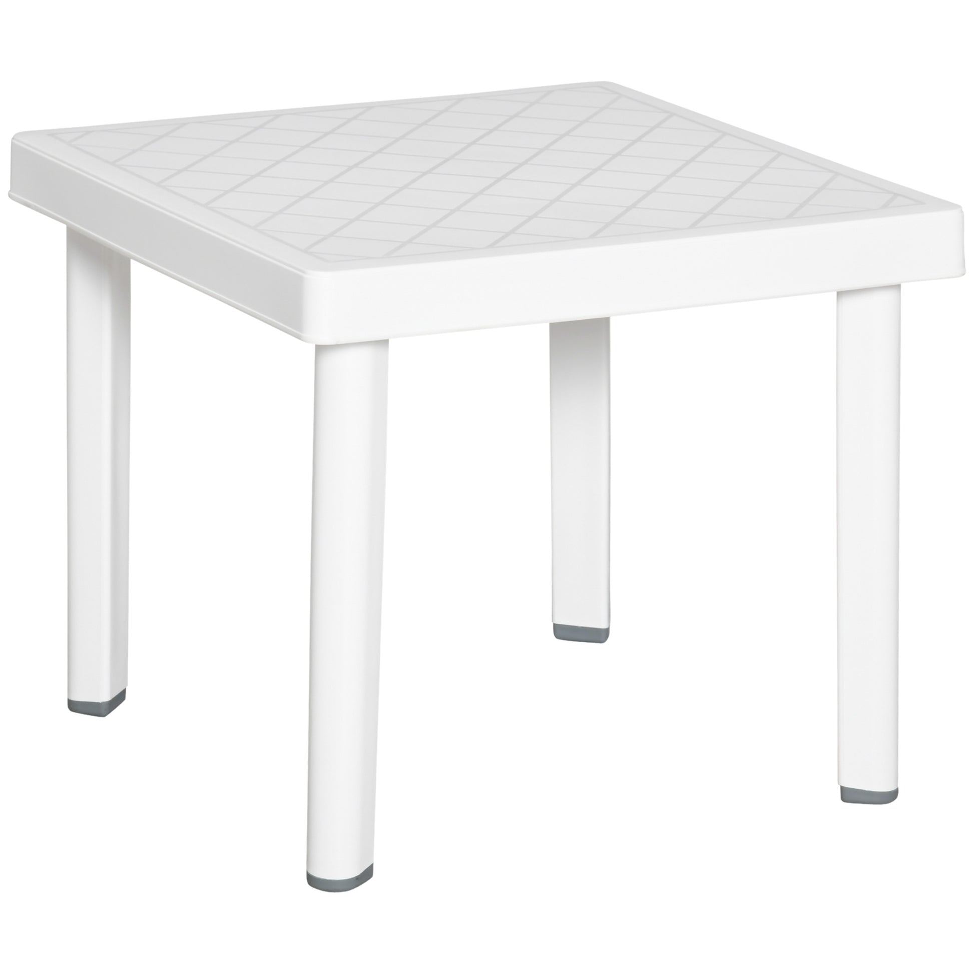 Photo of Outsunny Garden Side Table Plastic Outdoor Square Coffee End Table for Drink Snack, White in White colour on a white background