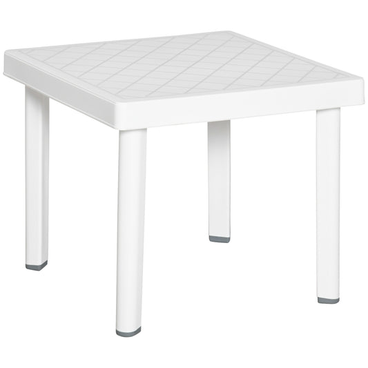 Photo of Outsunny Garden Side Table Plastic Outdoor Square Coffee End Table for Drink Snack, White in White colour on a white background